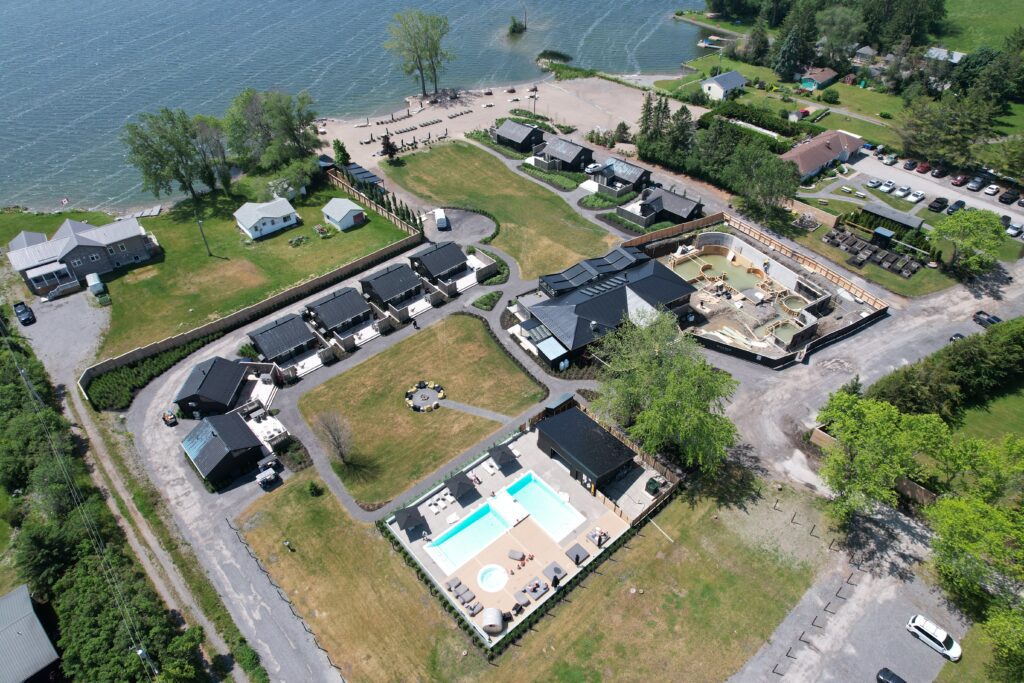 Wander Resort top view construction and build by the lake