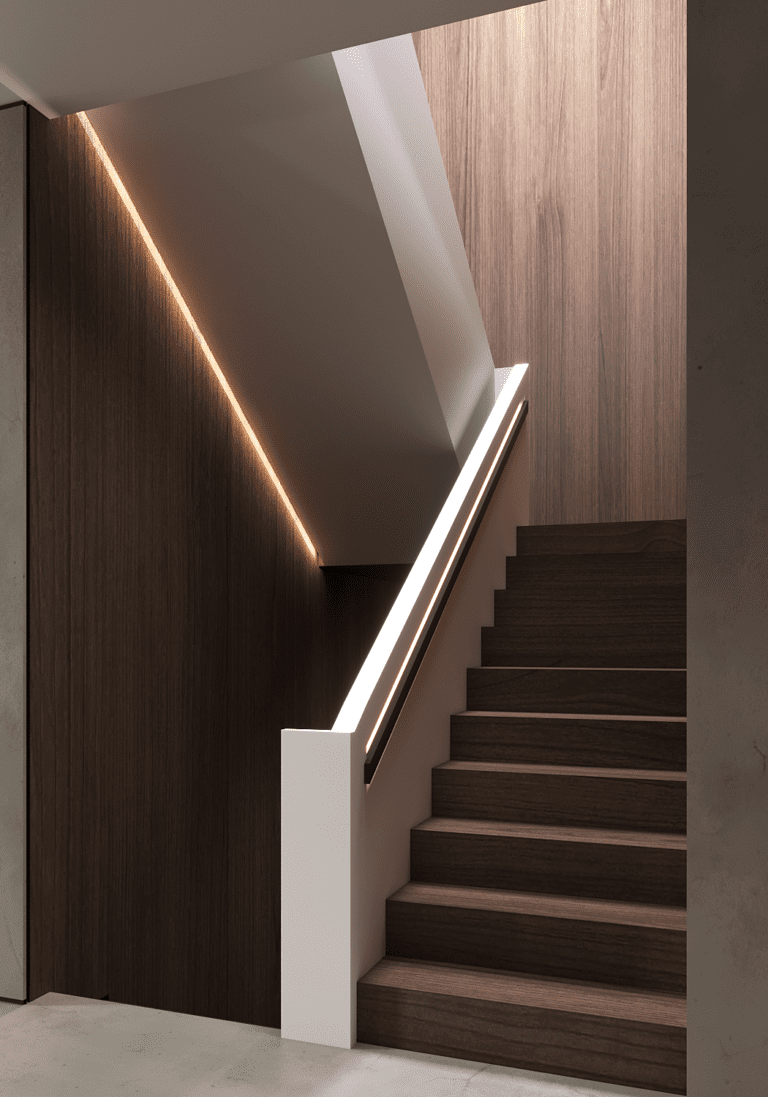 Stairs of Residential construction building interior of Erica Residence